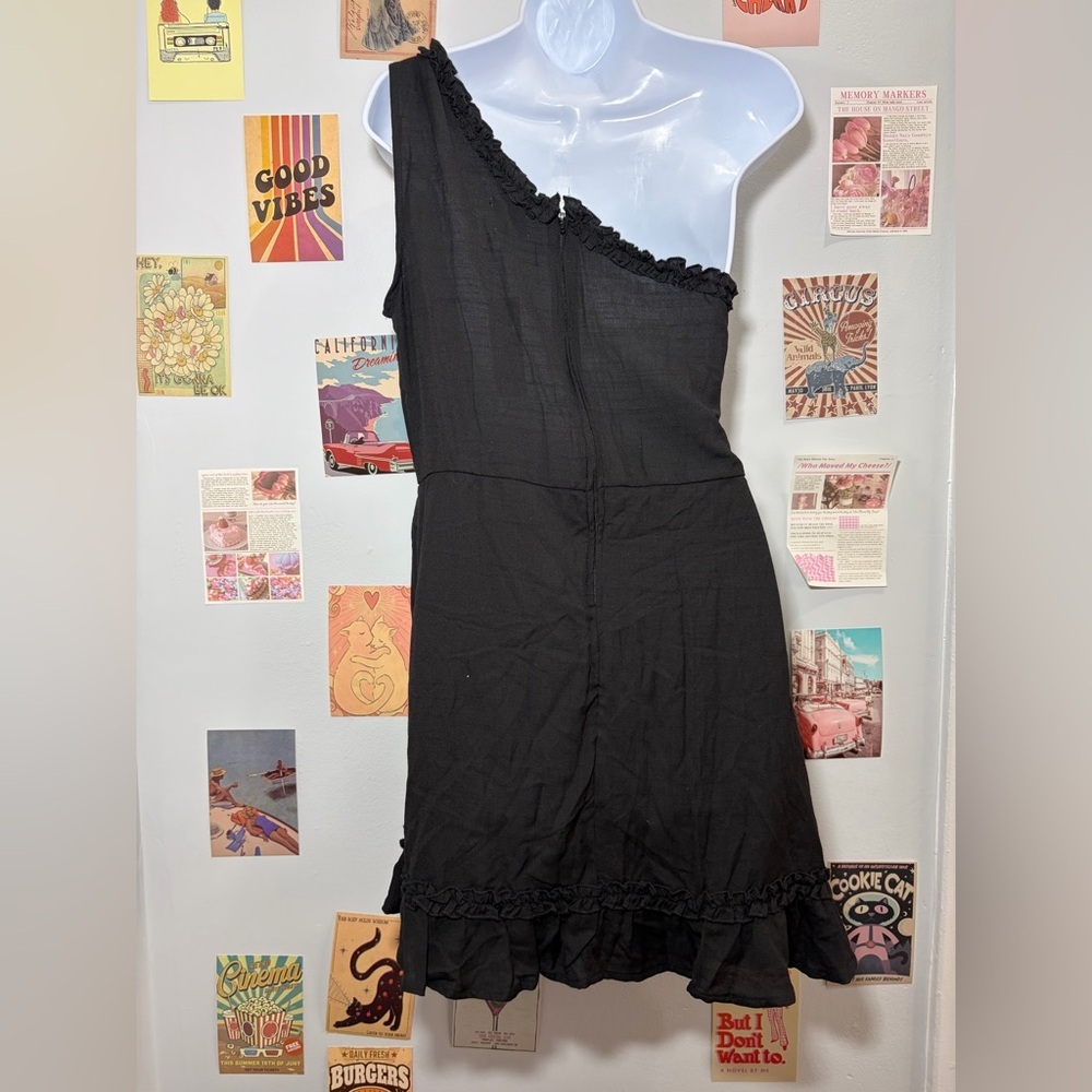 Blue Rain Black One-Shoulder Ruffle Dress - Picture 2 of 5